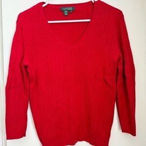 Lauren Ralph Lauren Women's Red V-Neck Sweater
